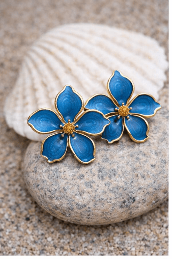 Sapphire Blue Floral Studs