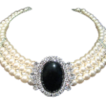 Pearl Choker Necklace with Stone Pendant