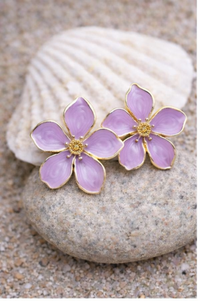 Lavender Petal Stud Earrings - Image 4