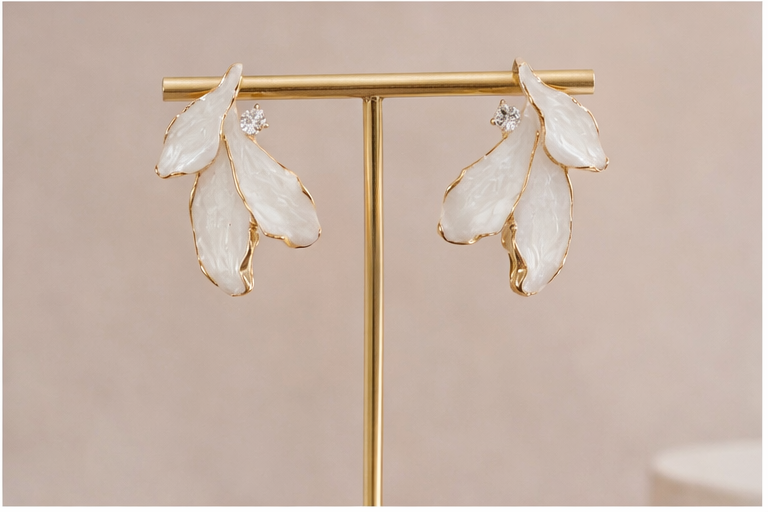 Ivory Petal Drop Earrings