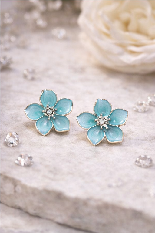 Turquoise Petal Stud Earrings